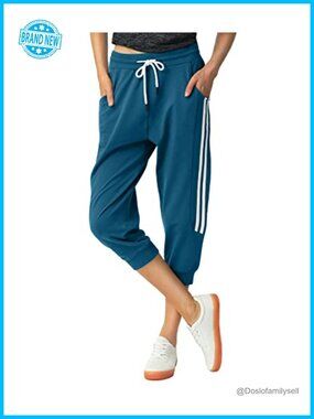 Women's Capri Sweatpants Cotton Drawstring Joggers Yoga Active